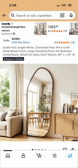 Suidia Full Length Floor Mirror Dark Walnut
