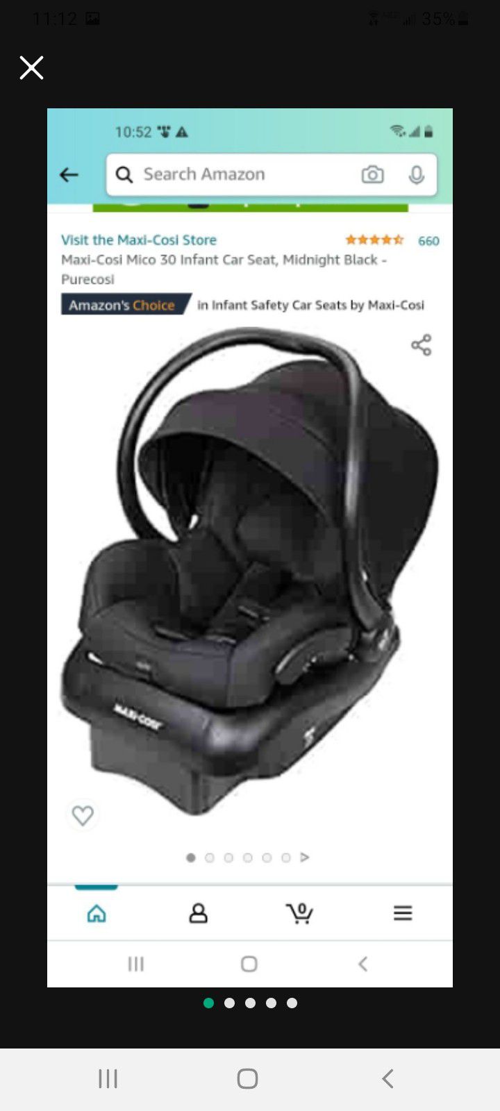 *Barely Used* Maxi - Cosi Mico 30 Infant Car Seat, Midnight Black -No Base