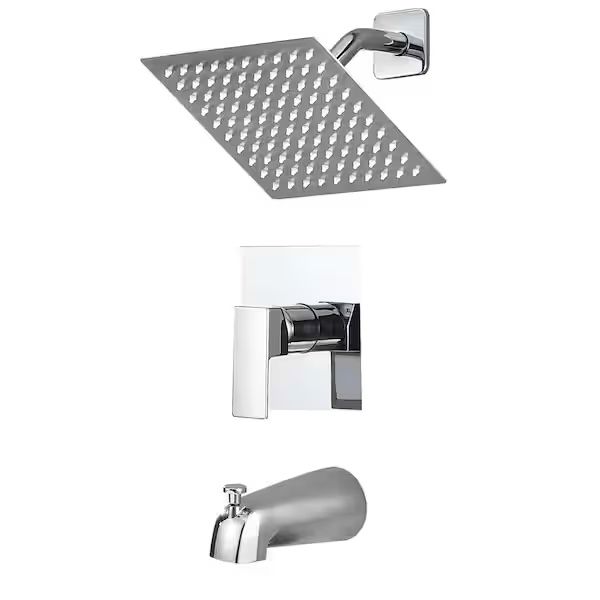 Open Box AKLFGN Single Handle 2-Spray Tub and Shower Faucet 2.2 GPM in. Polish Chrome (Valve Included)