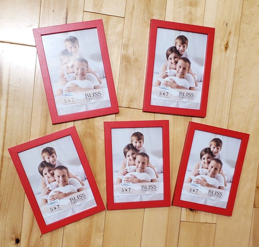 NEW Icona Bay 5 Red Table Top/Wall Mount Picture Frames Lot (5x7)