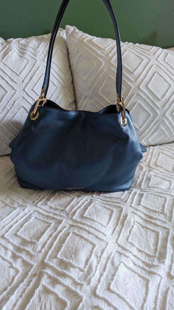 Michael Kors Blue Raven Large Leather Shoulder Bag