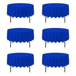BRILLMAX 6 Pack Royal Blue Round Tablecloths 90 Inch - Circle Bulk Linen Polyester Fabric Washable Table Cloth Cover For Wedding Reception Banquet Bir