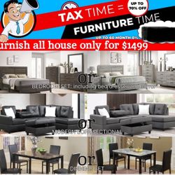 NEW 3 ROOM PACKAGE DEAL- BED MATTRESS DINING ROOM SECTIONAL SOFA AND MORE 