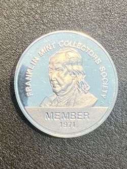 Franklin Mint 1971 Collectors Society Member Sterling Silver Medal 0.925