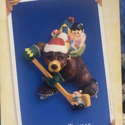 Hallmark Keepsake Ornament" from 2005 called "Hockey Thrills," vintage.