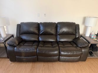 Synthetic leather sofa black