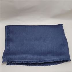 Max Mara Frayed Silk Stoles Navy tone-on-tone Jacquard'MaxMara" Logo Boarder