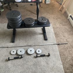 Weights With Bar,bench, And Barbells 