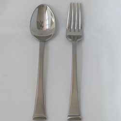 2pc Cambridge Silver Soup Spoon & Fork Stainless 18/8 Frosted Handle/Glossy Tip & Bowl
