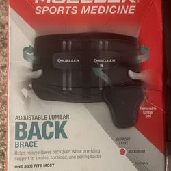 Adjustable Back Brace, Unisex, One Size Fits Most- Black