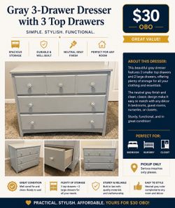 Gray 5-Drawer Dresser – Modern Storage Dresser