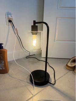 Set of 2 Industrial  Black Table Lamp with Glass Shade