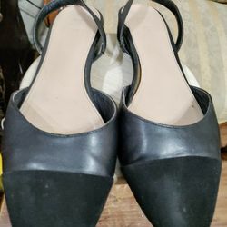 Forever 21 Black Strappy Flat Wedge Slip On Summer Casual Sandal