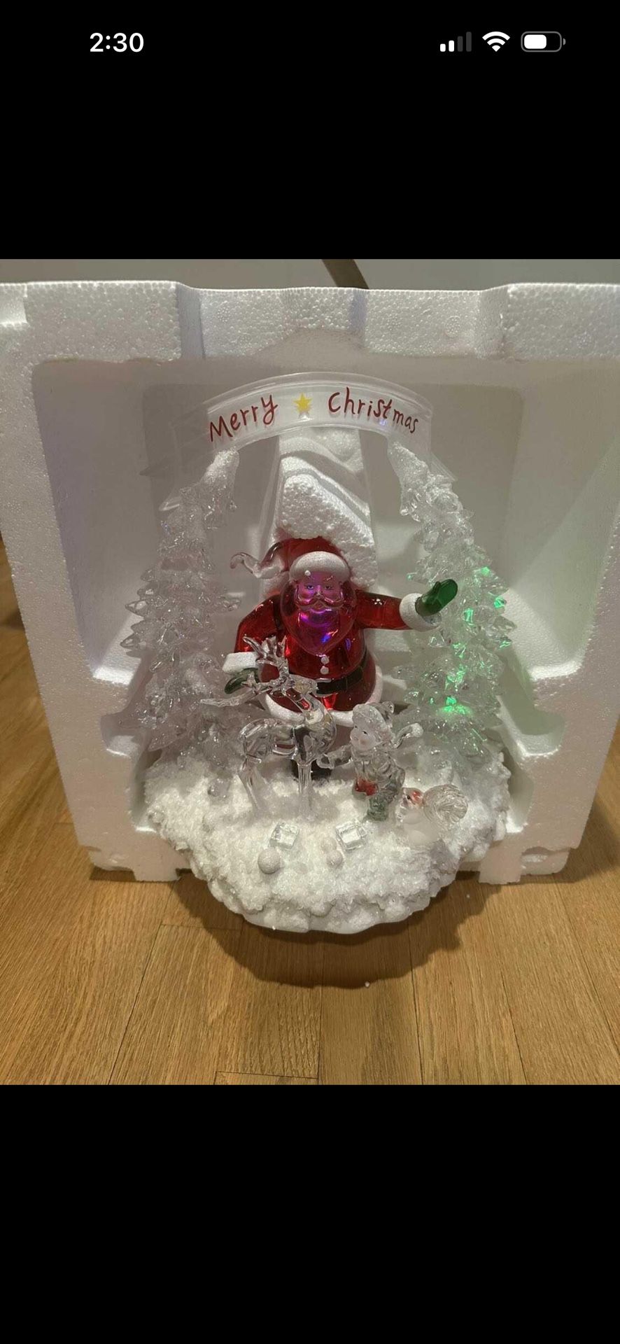 Holiday Ice Sculpture by Heritage Mint Ltd Merry Christmas Santa Acrylic Lighted