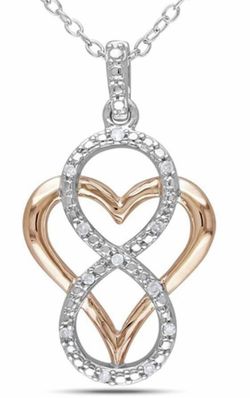 Infinity Two-tone Sterling Silver Heart Necklace