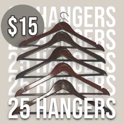 Set Of 15 Wooden Adult Hangers Pant Shirt Brown Gloss Hanger Set