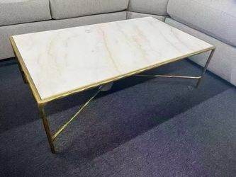 Marble Top Coffee Table with Gold Base，$750