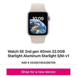 Apple Watch SE 2nd Gen 40mm Starlight