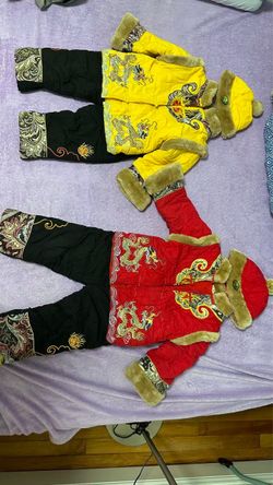 3-4 T Traditional Chinese Baby Dragon Outfit – Red or Yellow