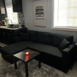 Small Sectional Black Couch 