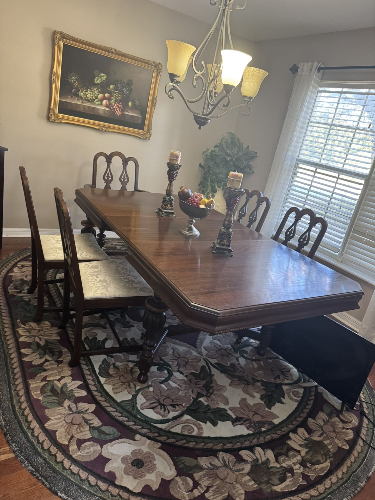 6 Chair Wood Antique Dining Table 