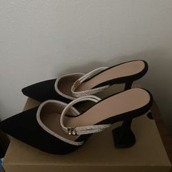 Cinnabelle - Chunky Heel Rhinestone Strap Sandals US$ 47.88-49.68 Shoe size six and a half