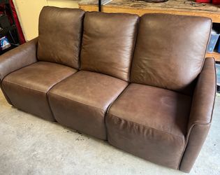 Bassett power leather reclining sofa