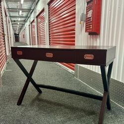 3 Drawer Black Wood Writing Desk 