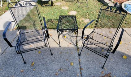Vintage Woodard 3 pc Wrought-Iron Patio Furniture Set