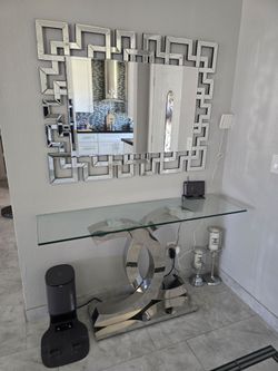 console table and mirror