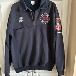 FDNY 9/11 Memorial Quarter zip Navy Sweatshirt size L