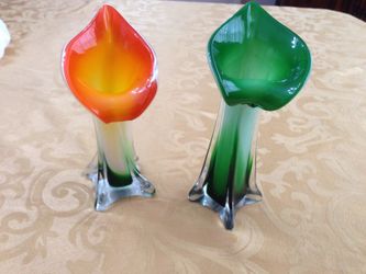 Blown glass flower vases