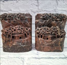 Vintage soapstone bookends