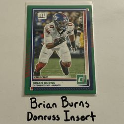 Brian Burns New York Giants DE Donruss Short Print Insert Card.