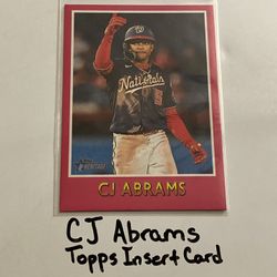 CJ Abrams Washington Nationals Shortstop Topps Short Print Insert Card. 