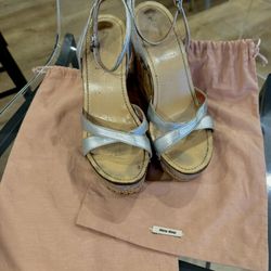 Miu Miu rare cork wedge strappy sandals