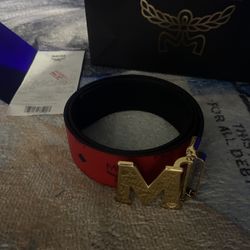 Authentic Mcm Belt Reversible To Plain Black 