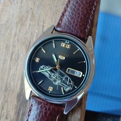  Vintage Seiko 5 Automatic Watch With Ford Sierra Car Engraved
