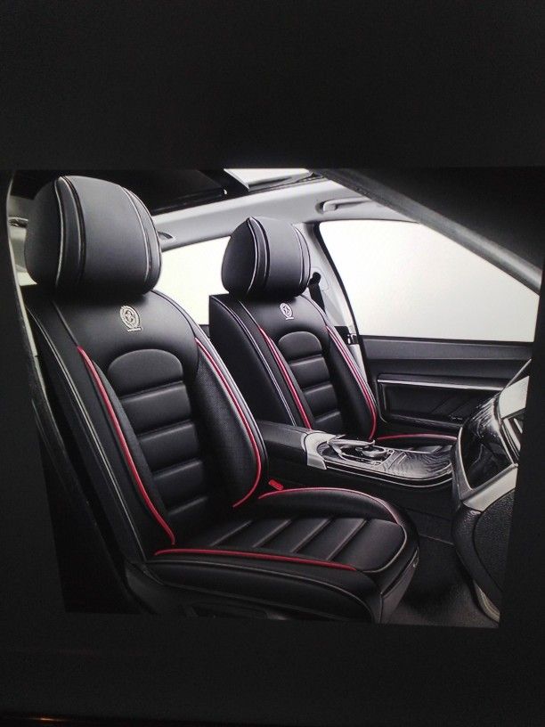 New Premium Seat Covers For Chevy Equinox EV 2024-2026 Black With Red Piping Front Seat Covers