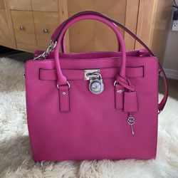 Michael Kors Large Hamilton Raspberry Pink Saffiano Leather Tote Bag