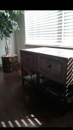 Beautiful Solid Wood Industrial Style End Tables $300. FIRM!!
