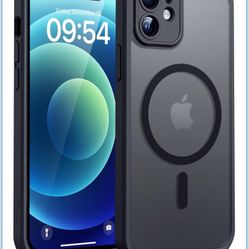 for iPhone 12 Case, Compatible with Magsafe, Full Camera Protection, Built-in Magnetic Ring, Translucent Matte Phone Case for iPhone 12 6.1 inch (Blac