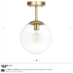 Light Society Zeno Brass Glass Globe Ceiling Light – Semi Flush Mount
