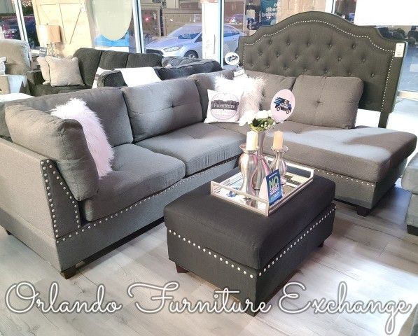 FREEE DELIVERY!!! BRAND NEW GREY SECTIONAL SOFA WITH OTTOMAN 🚛 