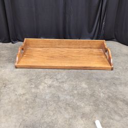 Brown Scalloped Handle Serving Tray in Wood