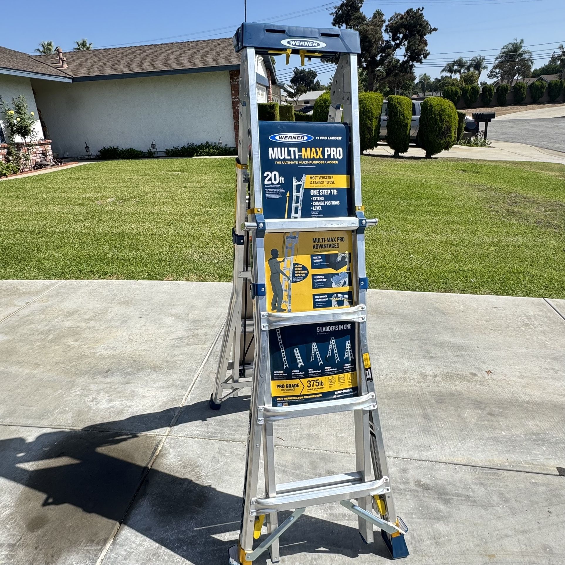 WERNER #1 PRO LADDER™ MULTI-MAX PRO THE ULTIMATE MULTI-PURPOSE LADDER La escalera multiuso definitiva 20ft