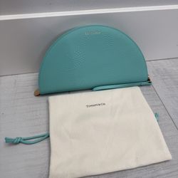 Tiffany & Co. Blue Half Moon Zip Leather Wallet