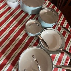 Set Of Ceramic Pots And Pans With Lids