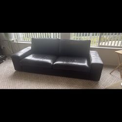 Dark Brown Leather Sofa Kivik IKEA 
