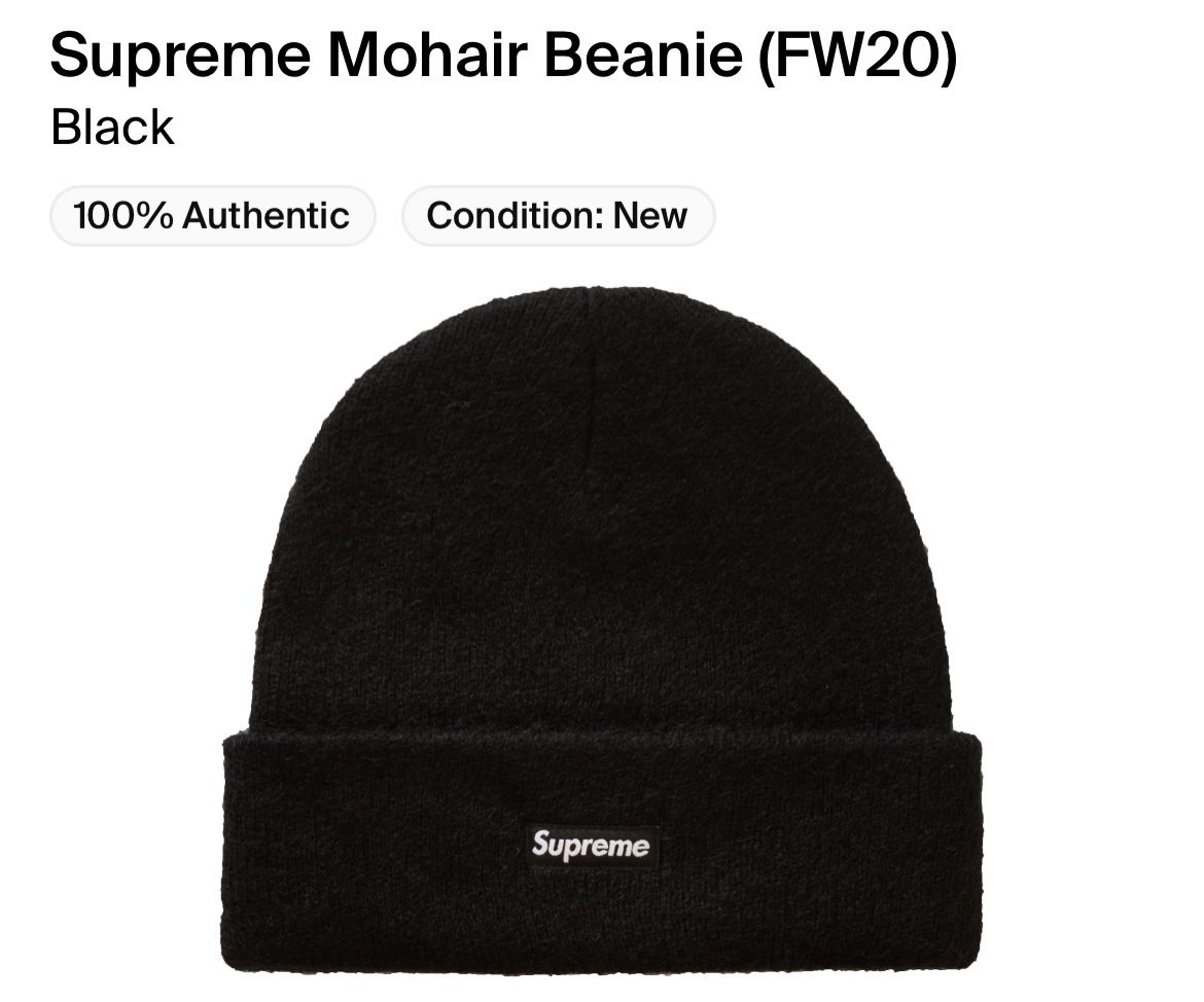 Supreme Black Mohair Beanie FW20